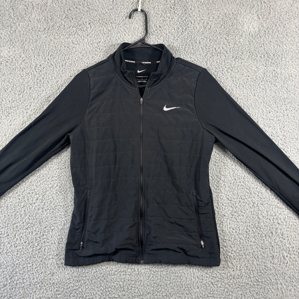 Nike Running‎ Therma-FIT Womens Large Black Hybrid Quilted Full Zip Jacket L